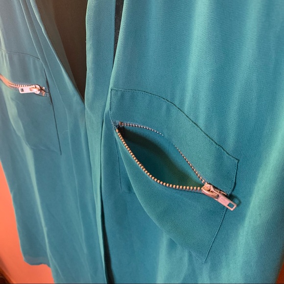 Chiffon Sleeveless Blouse- Teal - Picture 6 of 9